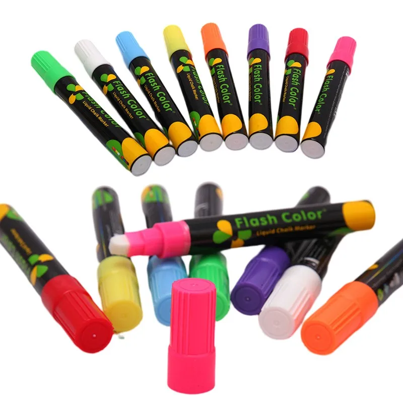 Highlighter Fluorescent Liquid Chalk Marker Pennen เด็กสำหรับ LED Writing Board กระดานดำภาพวาด Graffiti Office