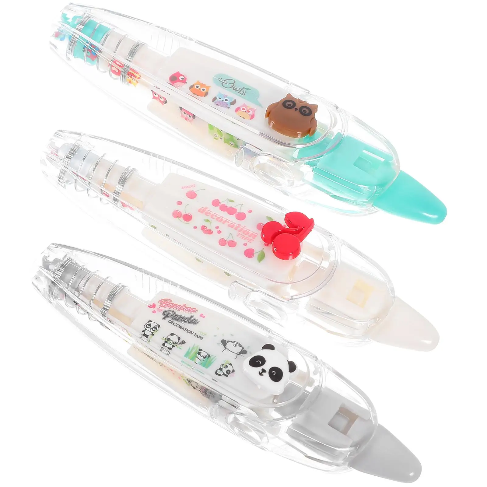 

3 Pcs Cartoon Pattern Tape Magnetic Decorative Pens DIY Cute Animals Press Correction Kawaii