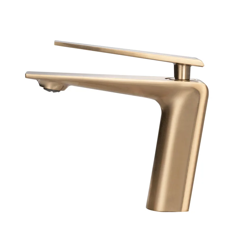 Brushed gold Brass Bathroom sink faucet Modern Design wash basin faucet One Hole One Handle hand basin tap Hot Cold water faucet