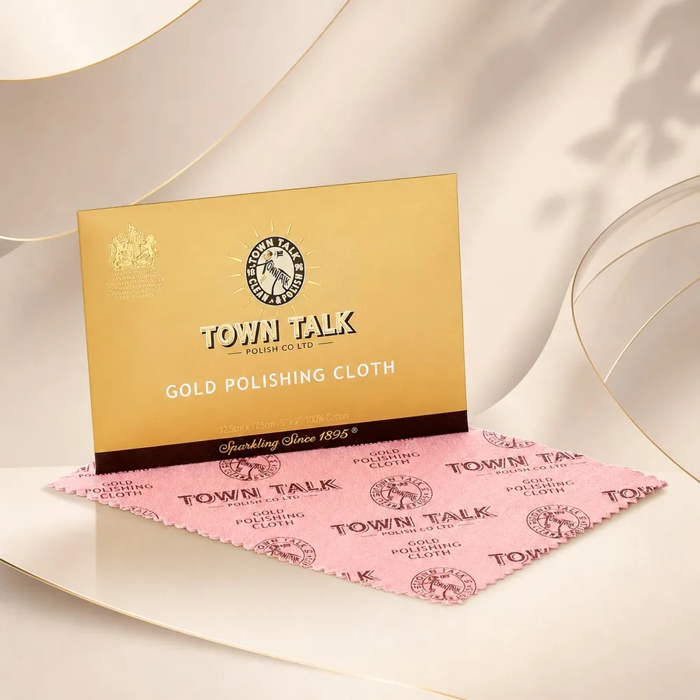 50pcs England Town Talk Gold Polishing Cloth Jewelry Cleaning Watch Natural Cotton Fiber 12.5x17.5cm