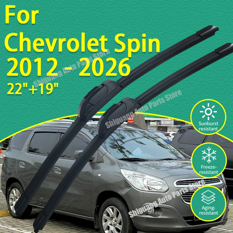 Limpiaparabrisas Delanteros con Revestimiento de Silicona para Chevrolet Spin 2012-2026, Accesorios para Limpiaparabrisas, 2013 2014 2015