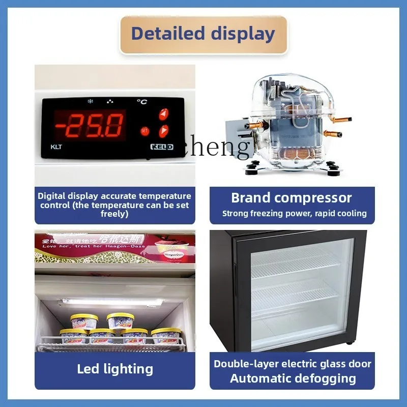 Zz mini gelato congelato display piccolo stalla gelato durian lato congelatore aperto