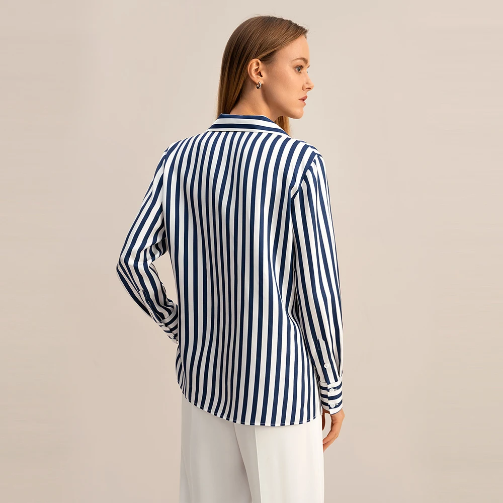 LILYSILK Silk Shirt for Women Stripe 2023 Spring New Femme 100% Semi Formal Long Sleeve Turn Down Collar Top Free Shipping