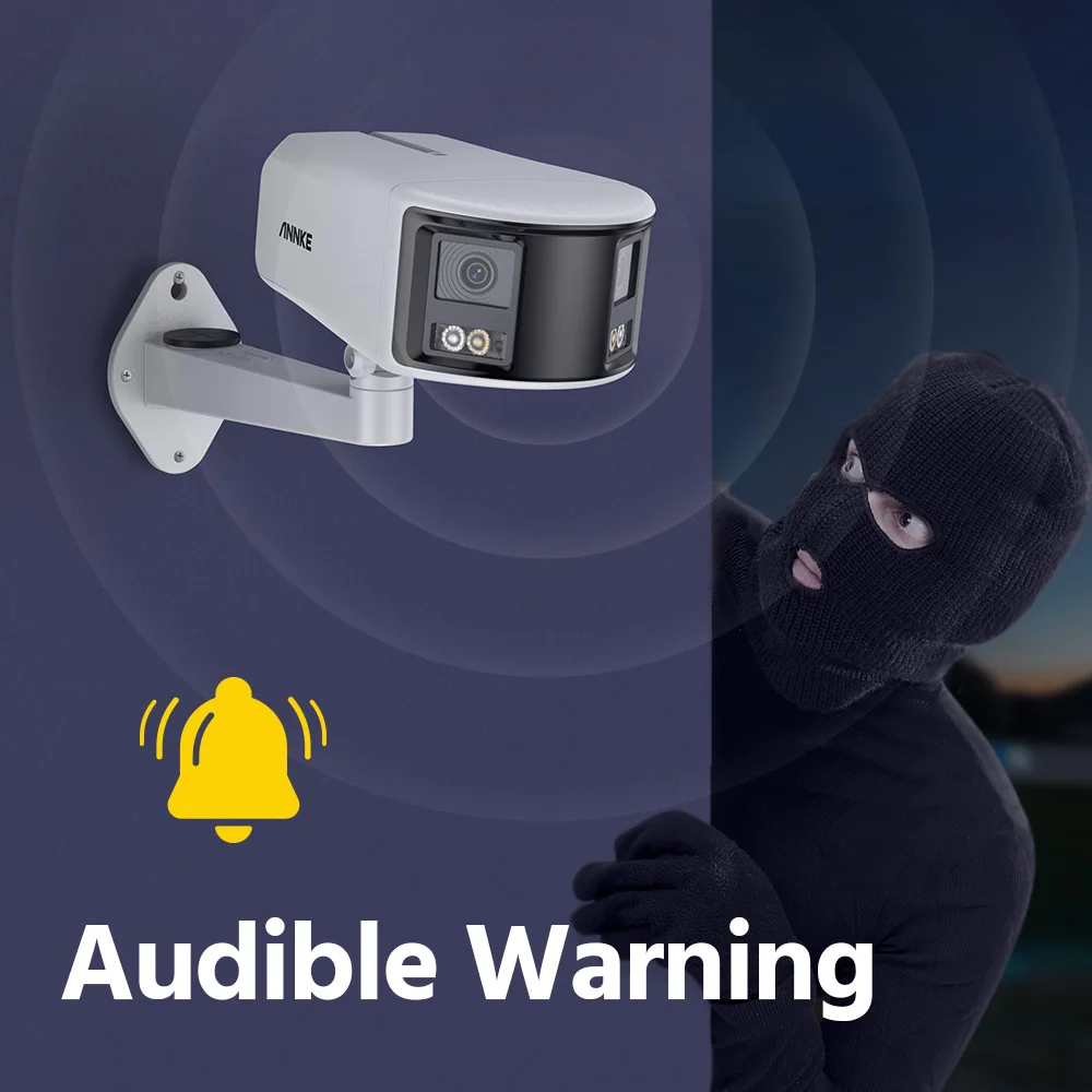 ANNKE 6MP DUO POE Dual Lens 180° Fixed Bullet Network Camera Two way audio CCTV Camera AI Human Detect,6MP Security Camera,