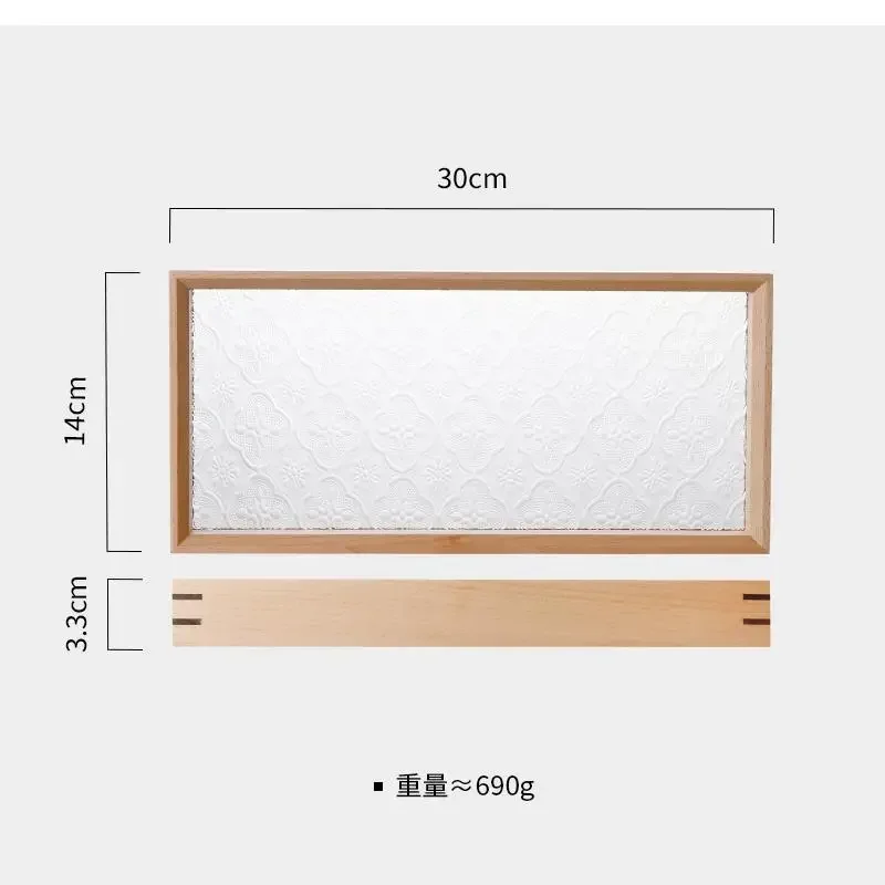 صينية خشبية مستطيلة على الطراز الياباني، صينية طاولة القهوة الخفيفة الفاخرة لتزيين المنزل والزجاج في غرفة المعيشة