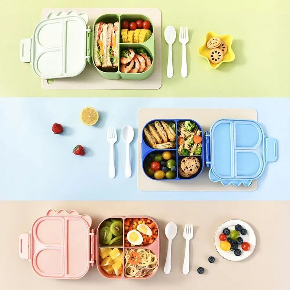 Portable Cartoon Dinosaur Lunch Box Food Container Microwave Safe Food Picnic Box Leakproof Square Design Lunch Container