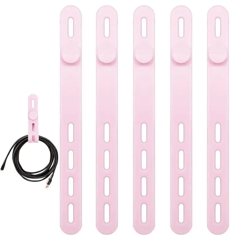 5PCS Silicone Zip Ties Reusable Cable Ties Travel Cable Organizer 4 Adjustable Holes Straps Wrap Zip Bundle Bandage Tie