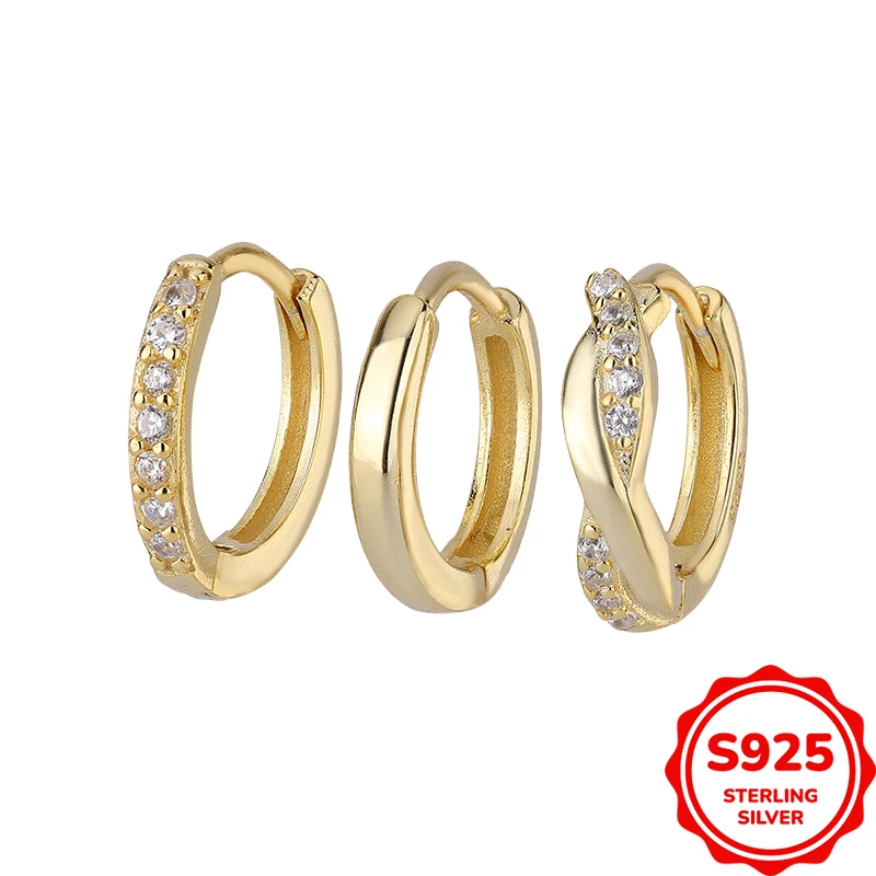 

Classic Fashion Genuine S925 Silver Geometric Circle Women's Earrings Three-piece Set