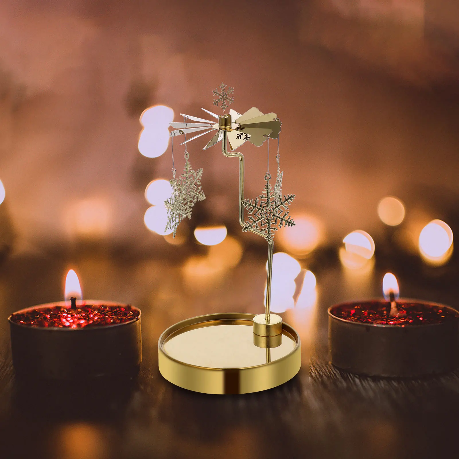 

1Pcs Rotating Christmas Stand Xmas Decoration Metal Material Perfect for Dining Desk Setting Sideboard