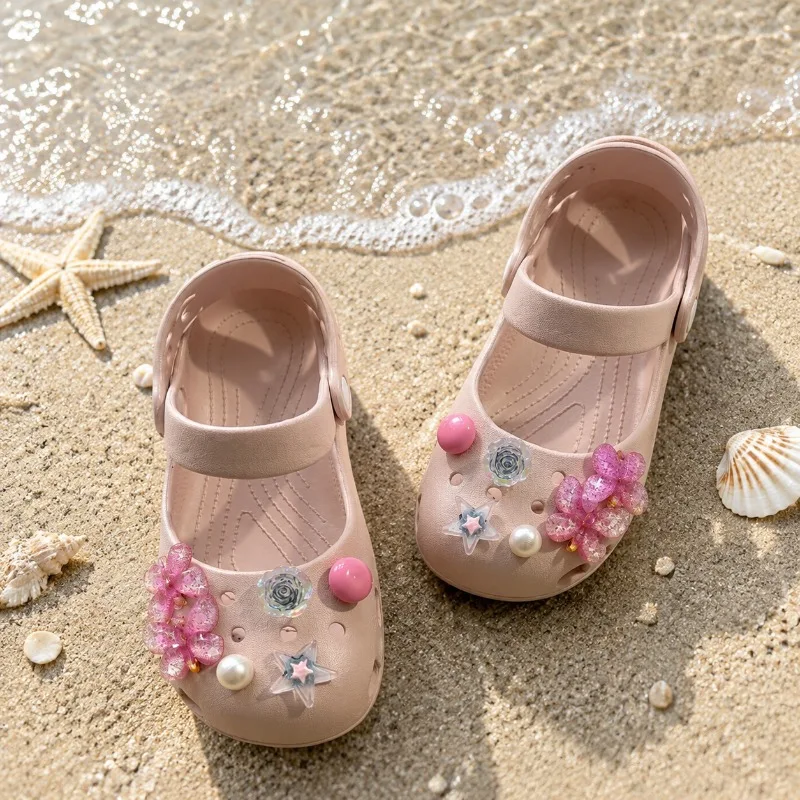 Mädchen Sommer Strandschuhe Wasserdicht Weiche Mädchen Freizeitschuhe EVA Rutschfest 2026 Sommer Neue Kinder Sandalen mit Süßem Blumenmuster – Detail 5