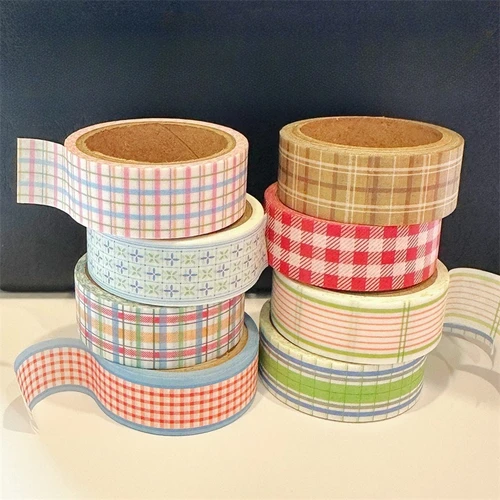 Imagen 1 del producto 5 m/rollo de cinta Washi a cuadros Retro estilo coreano INS, cinta decorativa DIY para álbum de recortes, diario, pegatina autoadhesiva de embellecer