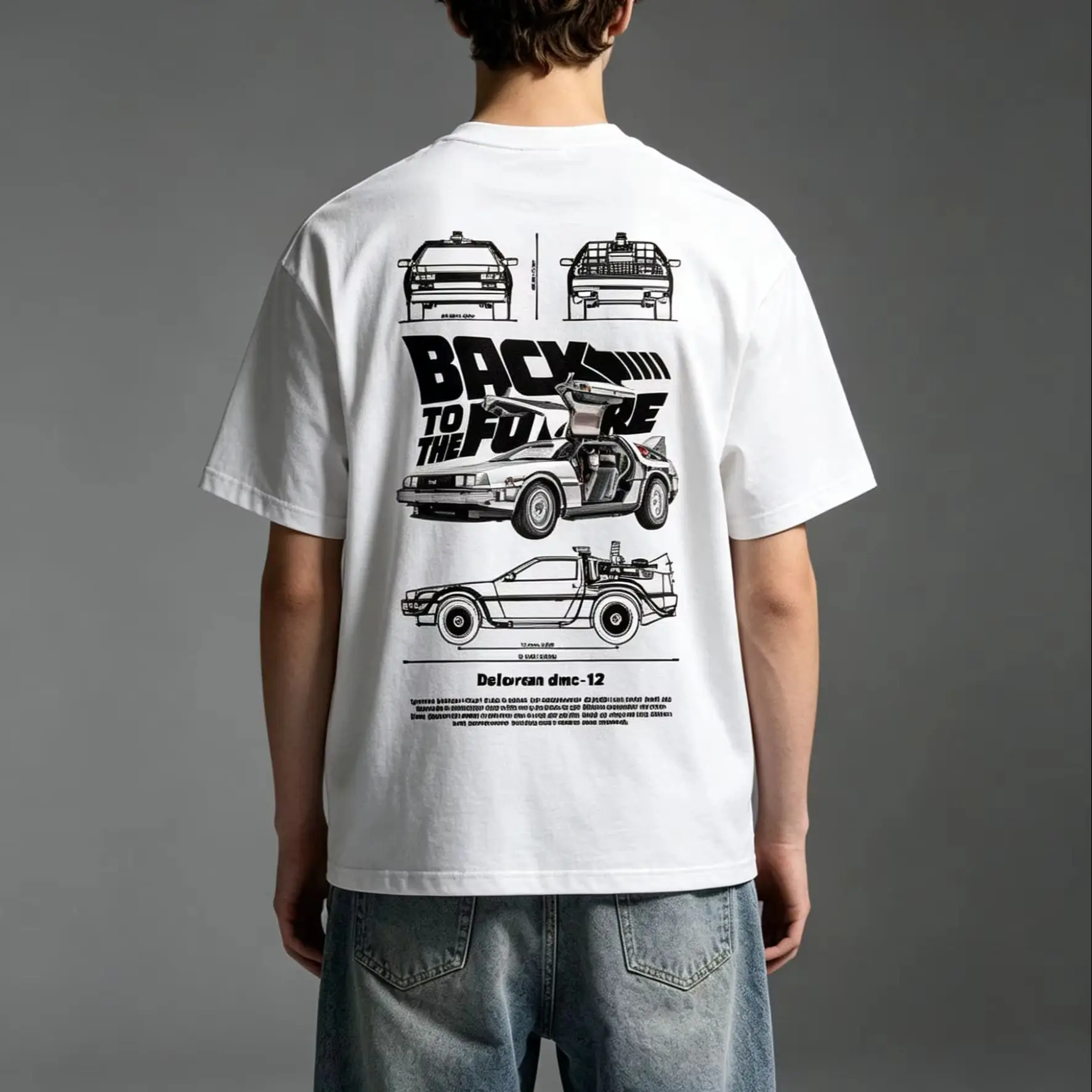 T-shirt en coton pour hommes, femmes, garçons, adultes, enfants, parents et enfants, avec impression de voiture de science-fiction DeLorean DMC12, retour vers le futur
