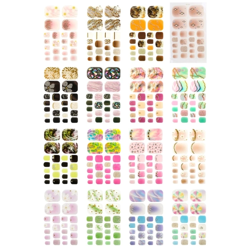 22 Sheets Adhesive Toenail Polish Wraps Stickers Nail Strips Decals Manicure Nail Sticker DIY Nail Accessories for Women