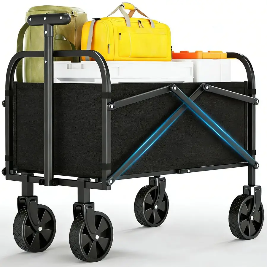 

Складная тележка, мини-тележка-вагончик с колесами для любой местности и регулируемой ручкой, портативная тележка для продуктов до 240 фунтов