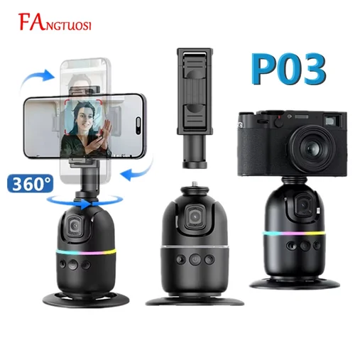 Estabilizador de cardán P03 para teléfono móvil AI 360 Follow Selfie Stand Face Tracking Cardán de escritorio para teléfonos móviles y cámaras