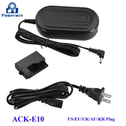 Powerwin ACKE10 ACK E10 ACK-E10 Adapter do aparatu zasilanie prądem zmiennym dostaw DR-E10 imitacja baterii dla EOS T6 T5 T3 1200D 1300D 1500D 3000D X50