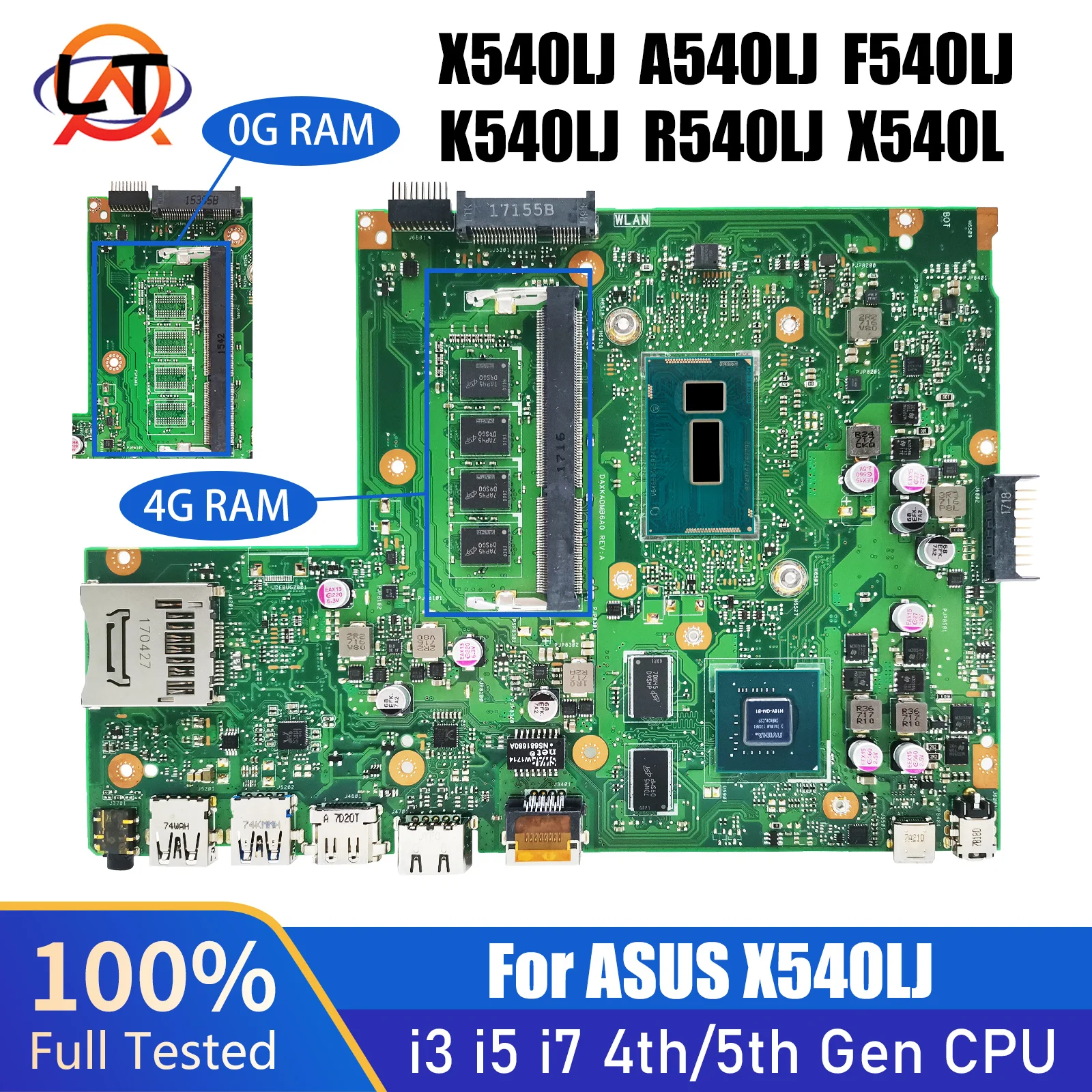 

X540LJ ASUS материнская плата для ноутбуков A540LJ компьютерные компоненты i3 i5 i7 ЦП 0 ГБ/4 ГБ ОЗУ GT920M Материнские платы ЦП