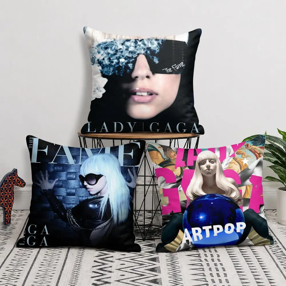 Lady G-Gaga Singer Cushion Cover Silky Short Plush Invisible Zipper Dustproof Sofa Pillow Case For Home Decor