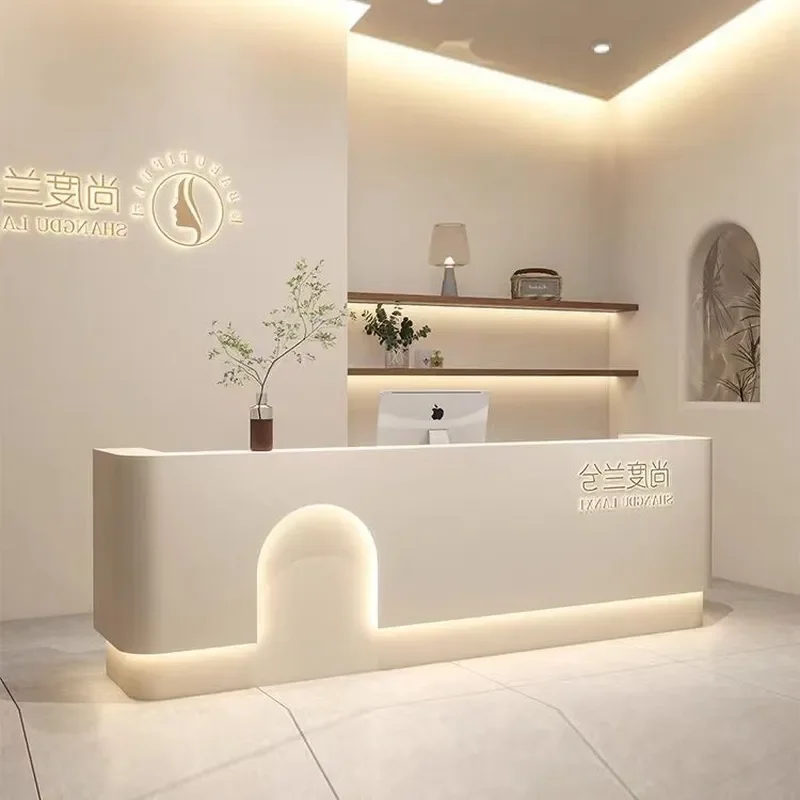for Simple Modern Beauty Salon Bar Counter Women Clothing Store Cashier Commercial Company Front Desk Reception Desk Baking