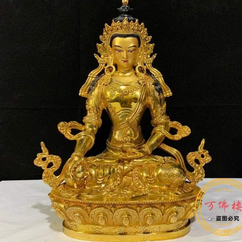 32 cm Dizang Bodhisattva Copper Gilt Buddha Statue 10-Inch Decoration Tibetan Secret Buddha Statue