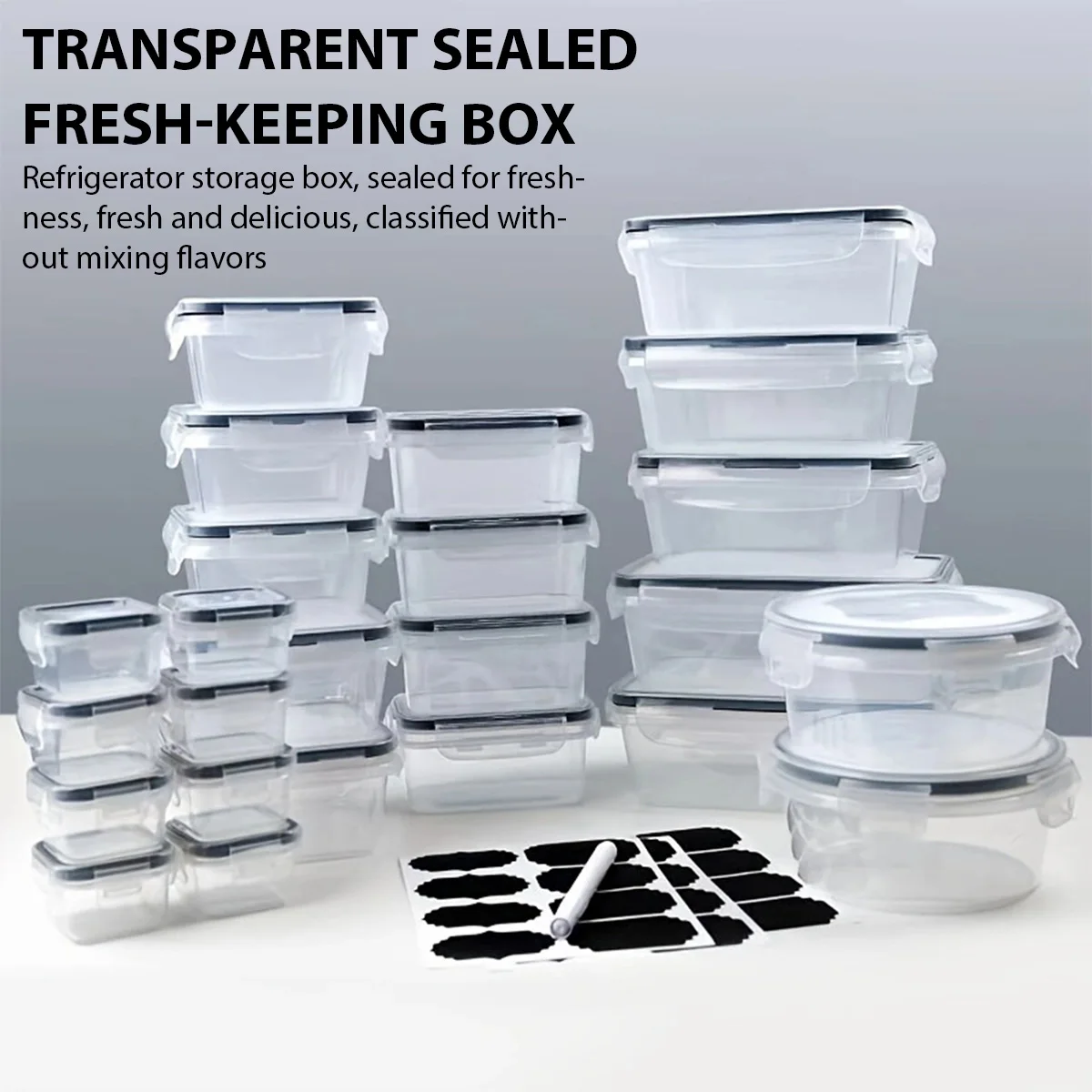 

24Pcs/set Transparent Storage Box With Flip Lids Plastic Kitchen Food Storage Containers Fruits Vegetables & Meats Organizers