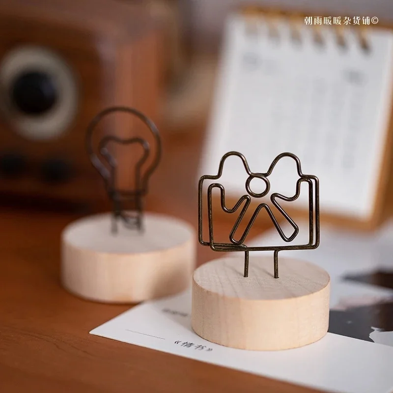Chaoyu Vintage Simple Solid Wood Desktop Note Holder Vertical Card Holder Business Card Photo Holder Decorative Ornament For Off