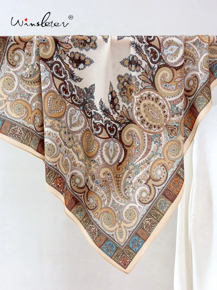 

Winsleter-Женский элегантный шарф из 100% натурального шелка, 68*68 см с принтом пейсли, подарки для мам, темпераментные шарфы в стиле ретро, осень 202, A58940CC