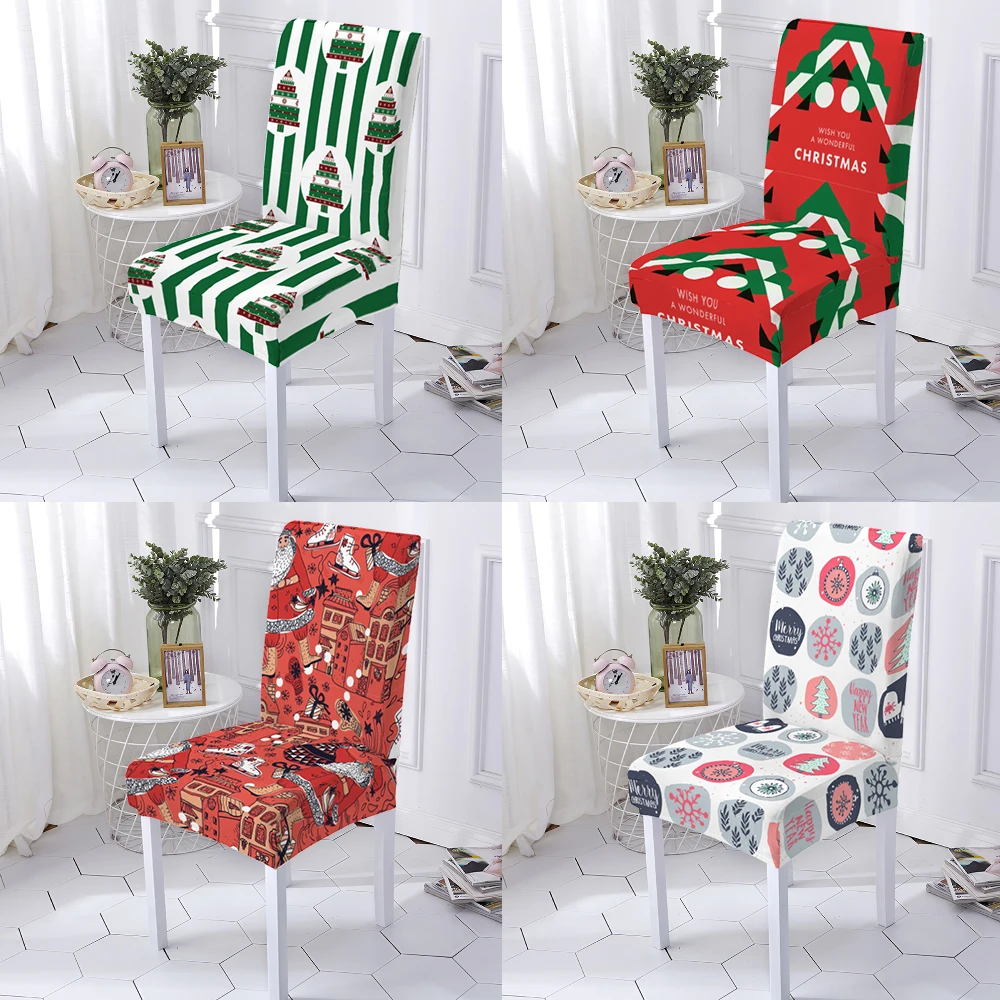 

Elastic Christmas Chair Cover Dining Room Spandex Chair Slipcover Case Stretch Wedding Banquet Home Decoration Housse De Chaise