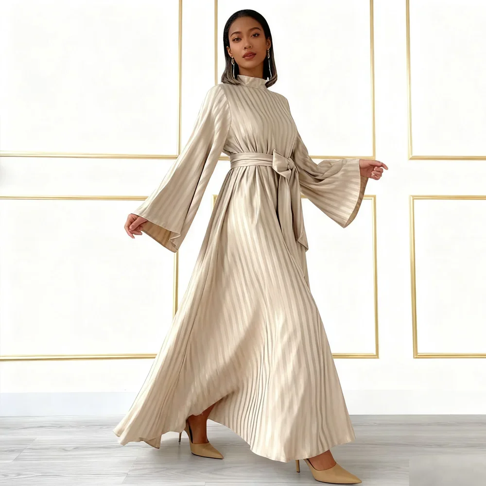 

Satin Jacquard Abayas for Women Muslim Dress Dubai Abayo Turkey Kaftan Ramadan Eid Islam Clothing Caftan Marocain Femme Robe New