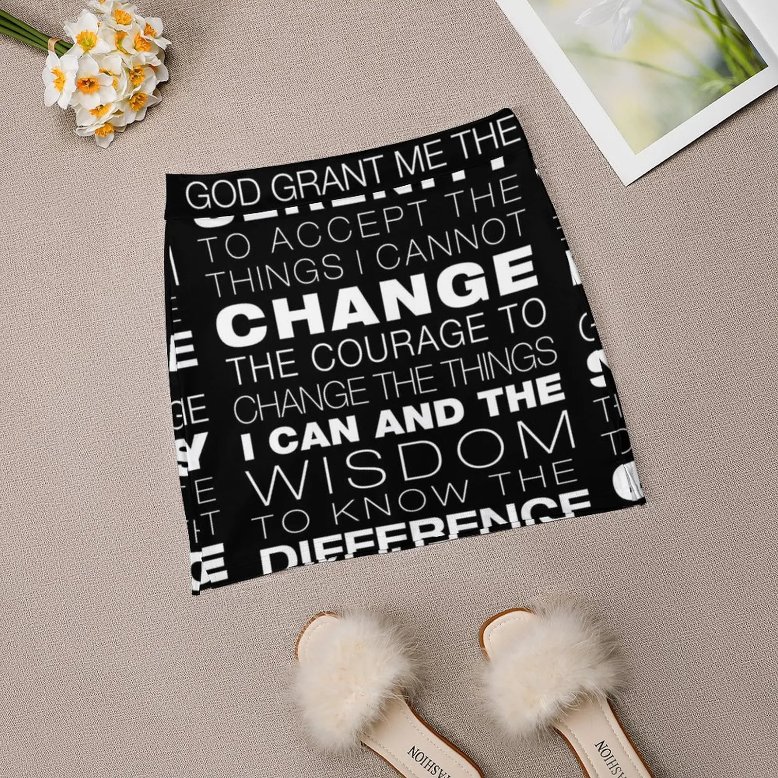 Serenity Prayer (Black Background) Light Proof Trouser Skirt mini skirts Miniskirt