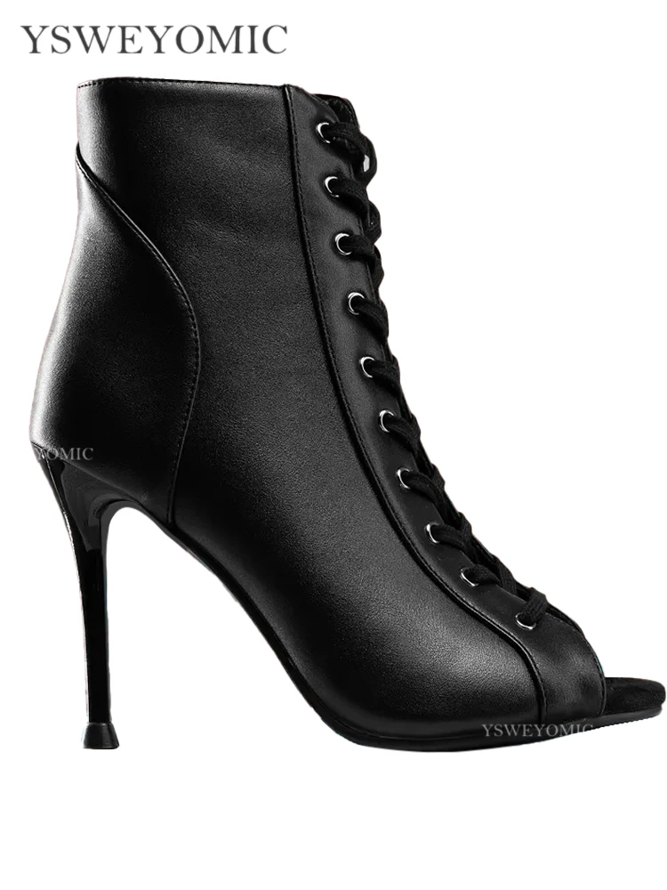 10cm Dance Booties Black Leather Jazz Dance Heels Customized Sole Women Dance Shoes For Party 2027 New Style