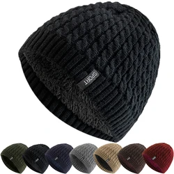 Unisex Sports Label Knitted Hat Fashion Autumn And Winter Beanie Hats For Woman And Man Add Fur Lined Warm Winter Cap