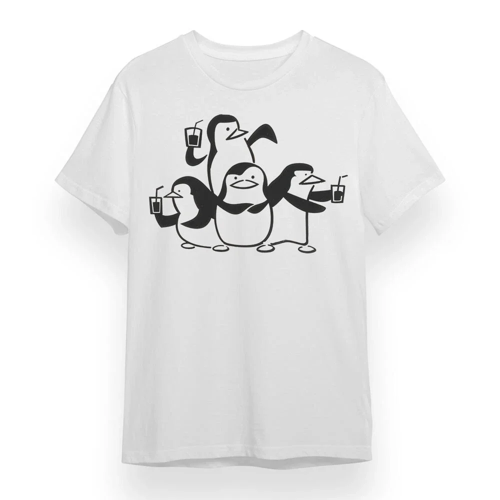 

Four Penguins Graphic Printing Summer Autumn Winter Cotton Men's and Women's T-Shirts Short Sleeves Luxury Outdoor Sports Brand