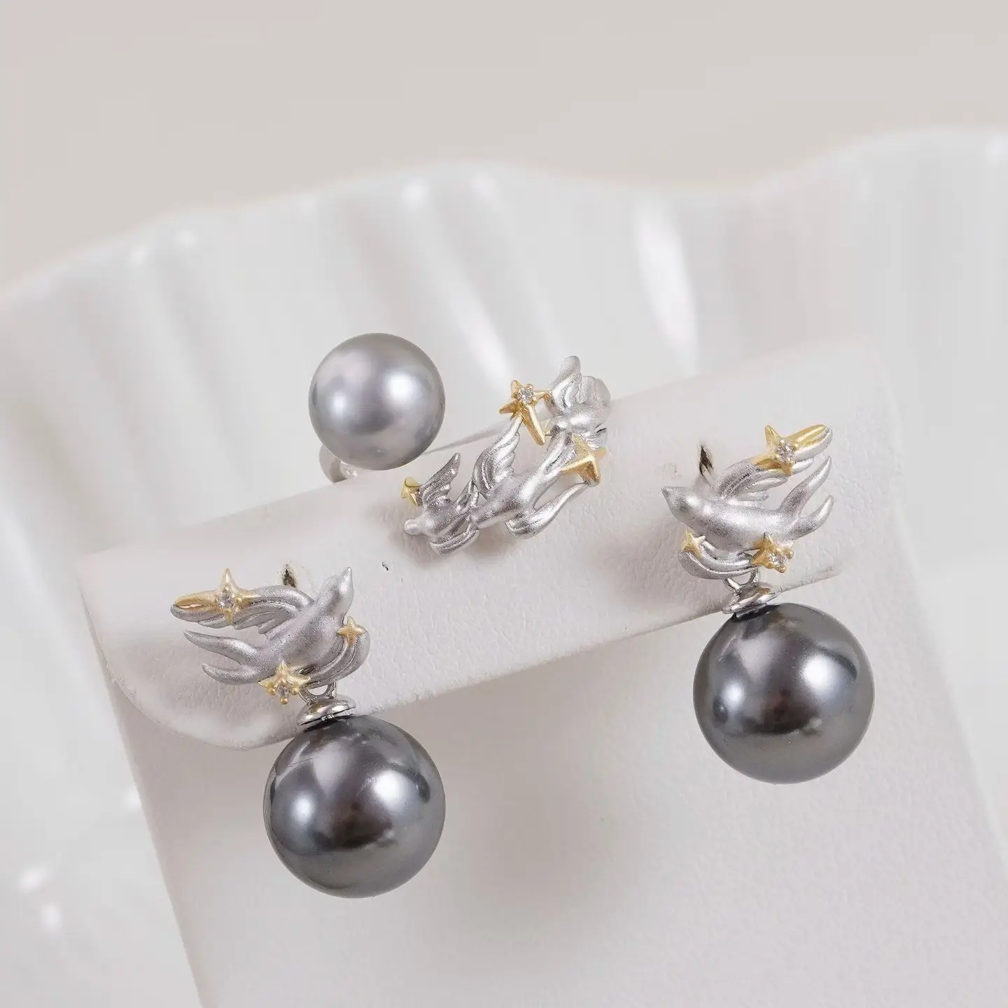 

Комплект для изготовления украшений: основы для колец и серег из стерлингового серебра S925, фурнитура для жемчуга 8-11 мм