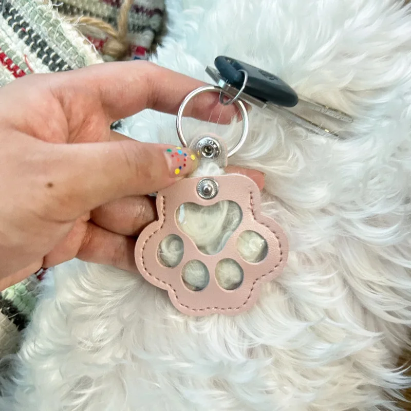 Memorial lederen huisdier haar opbergtas kattenpoot sleutelhanger multifunctionele draagbare sleutelhanger