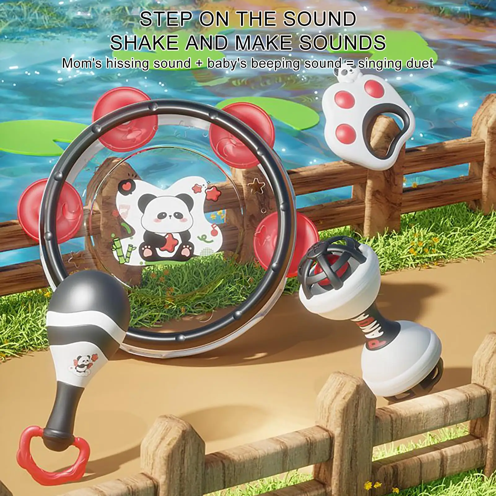 Babyrasseln Panda Grab Shake Rasseln Musikinstrumente Sensorischer Beißring für Spielzeit Frühkindliche Entwicklung Kindergarten