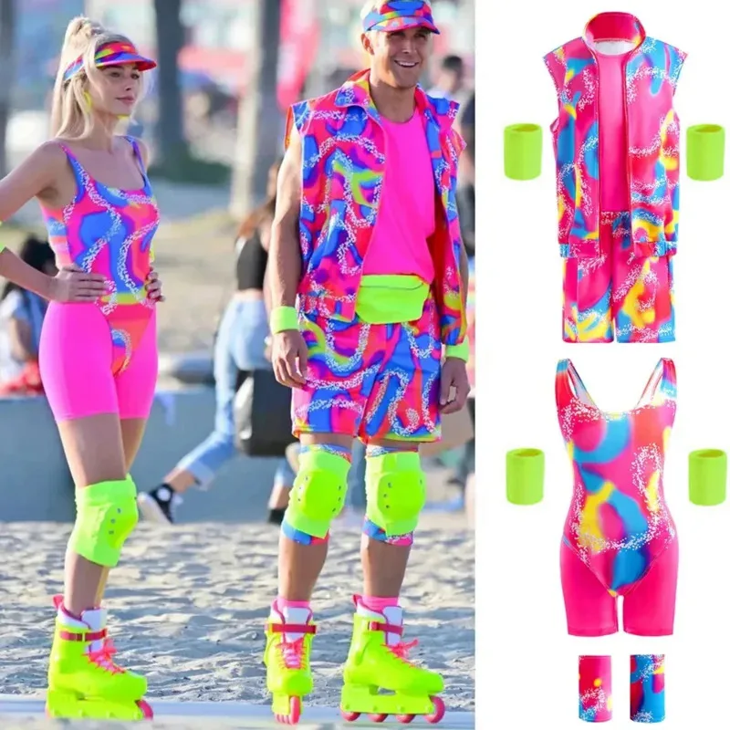 

Movie Barbi Cosplay Barbe Ryan Gosling Sports Wear Skatewear Costume Woman Couple Beach Wear Set Uniform Halloween Kids
