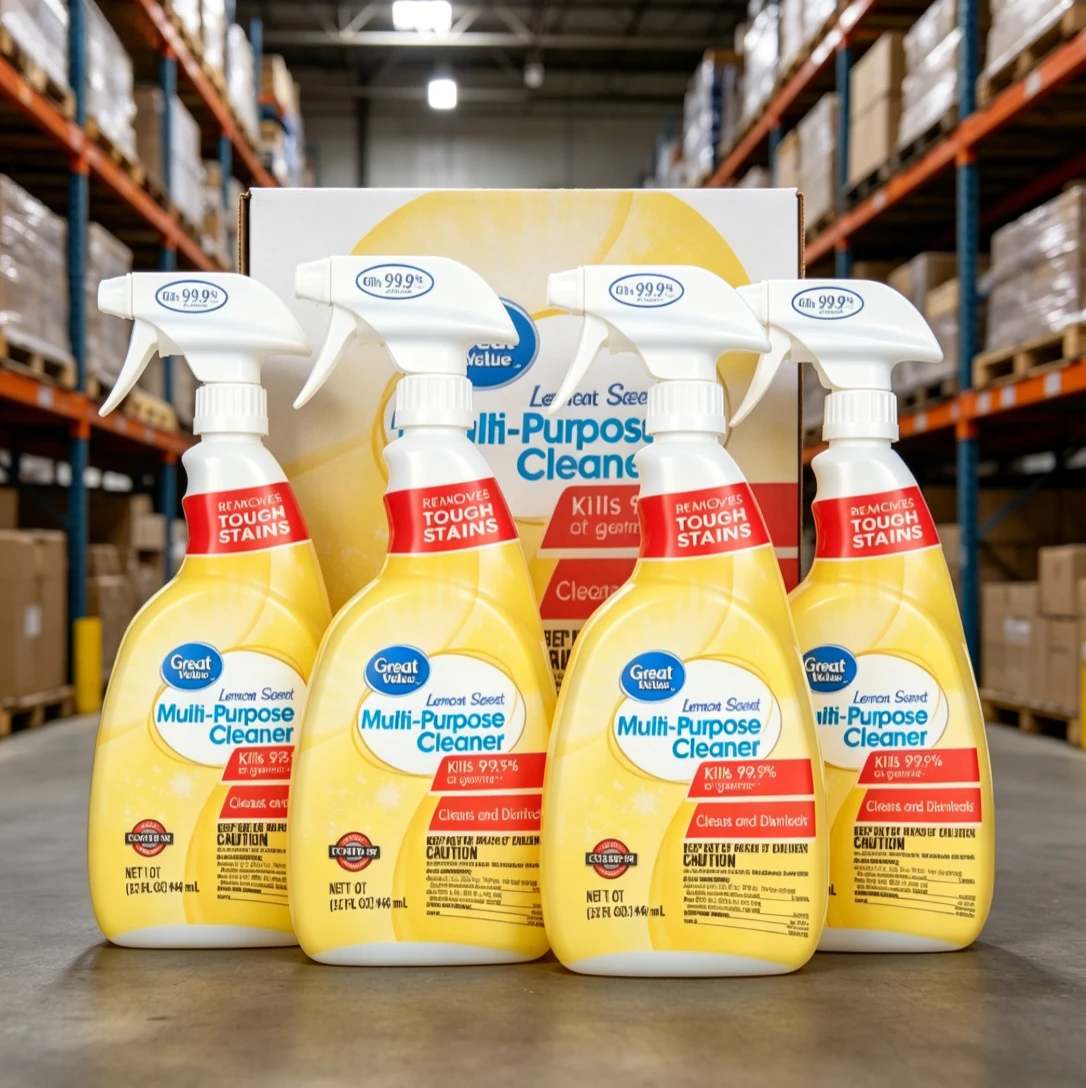 Large Refill Bottle Lemon Scent Concentrated All Surface Multi-Purpose Cleaner, Versatile Heavy-Duty Degreasing Liquid, Safe for Floors, Glass, Countertops, Kitchen & Bathroom Surfaces, Economical Household Cleaner