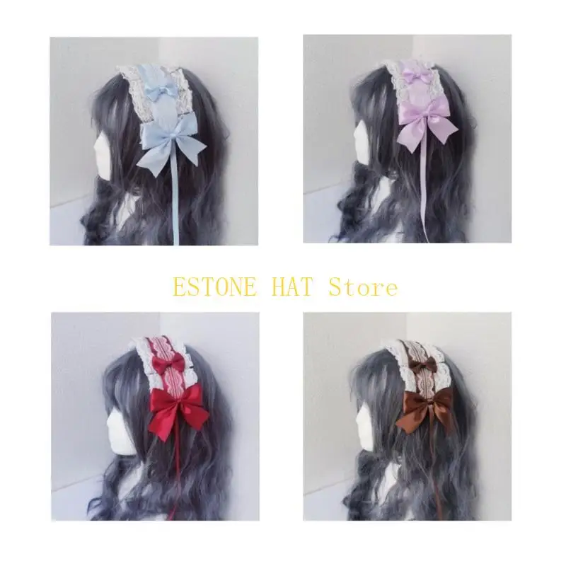 49mf Anime Maid Dadand Fand Party Farty Diadema Diebre Lace Piel Bolas Disfraz banda para cabello