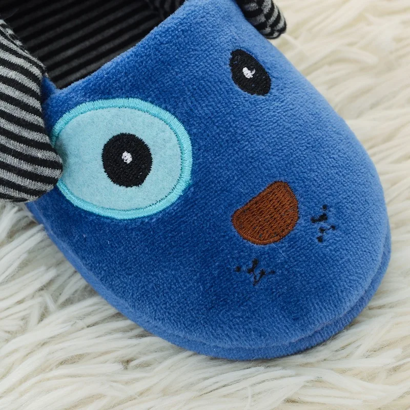 New Fashion Toddler Boy Slippers for Winter Baby Loafers Plush Warm Cartoon Puppy Rubber Sole Children Home Shoes House Footwear