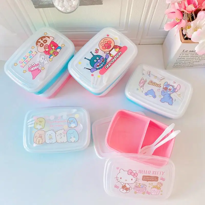 Cinnamoroll Kuromi My Melody Kawaii Student Lunch Box Portable Sealed Double Layer Bento Box Anime Sanrioed Preservation Box