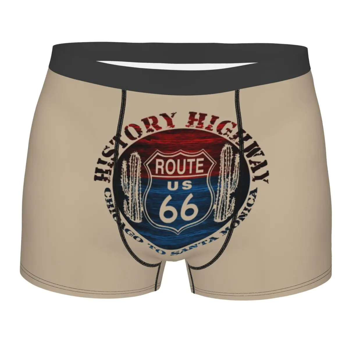 

Custom Male Cool Route 66 America Road Vintage Trip Men Underwear Boxer Briefs Soft Shorts Panties Underpants