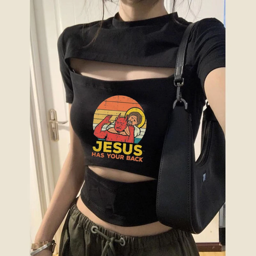Jiu Jitsu cropped top women meme funny vintage clearance sales party t-shirt grunge alternative  jojifuku scene  kawaii