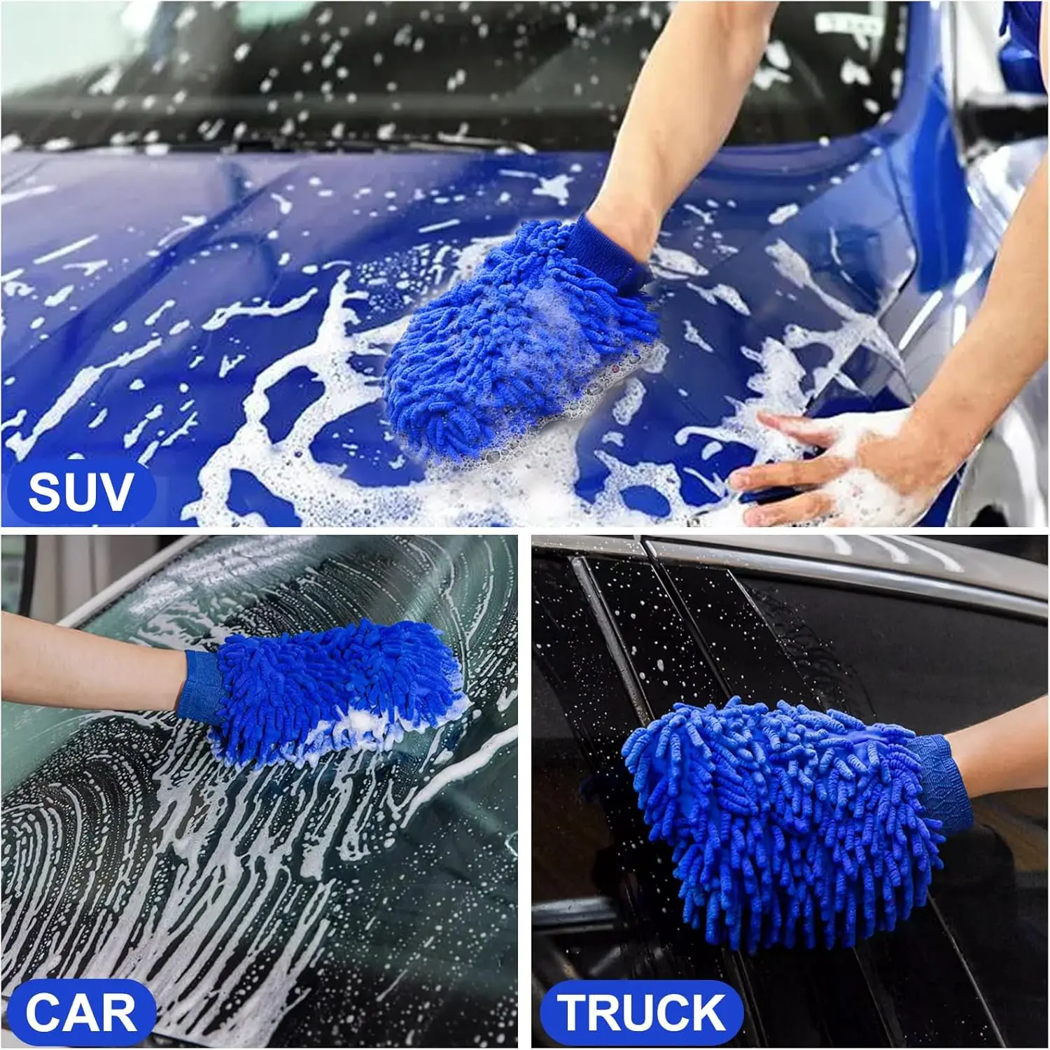 2 Pack Car Wash Mitt, Scratch Free Microfiber Wash Mitt, Double Sided Wash Mit, Wash Mitts for Car Washing,  Cleaning, Green (10