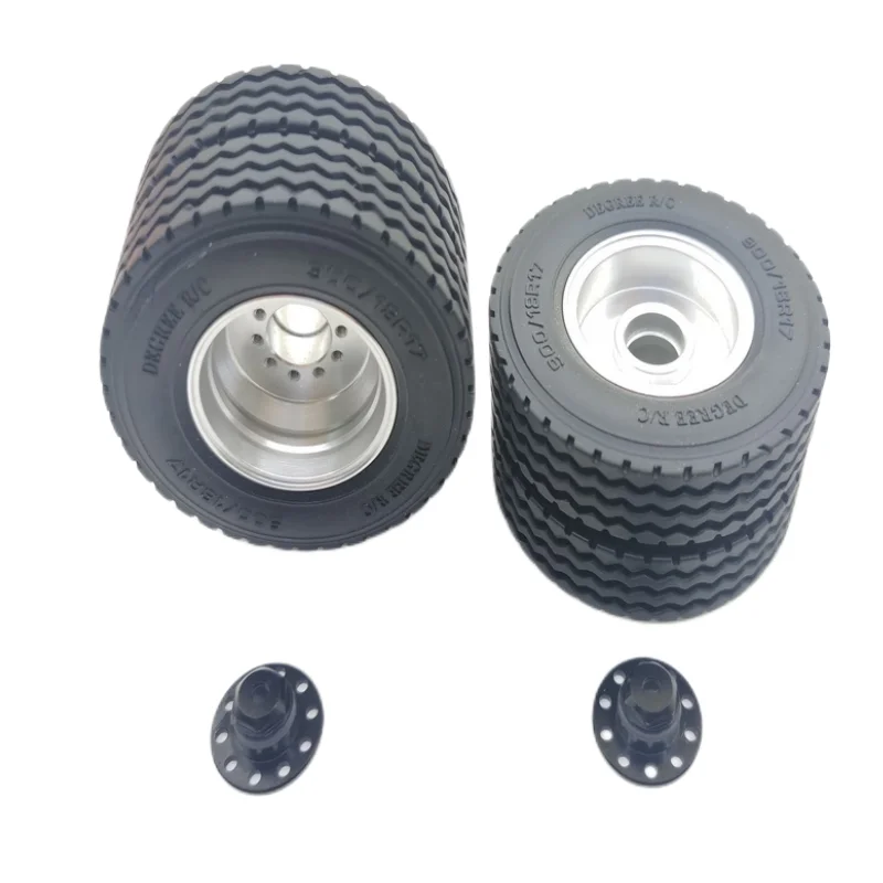 1 Pair Rubber Tires with Wheel Hub for Tamiya 1/14 RC Truck Sca 770s Actros Volvo FH16 MAN TGX Upgrade Parts