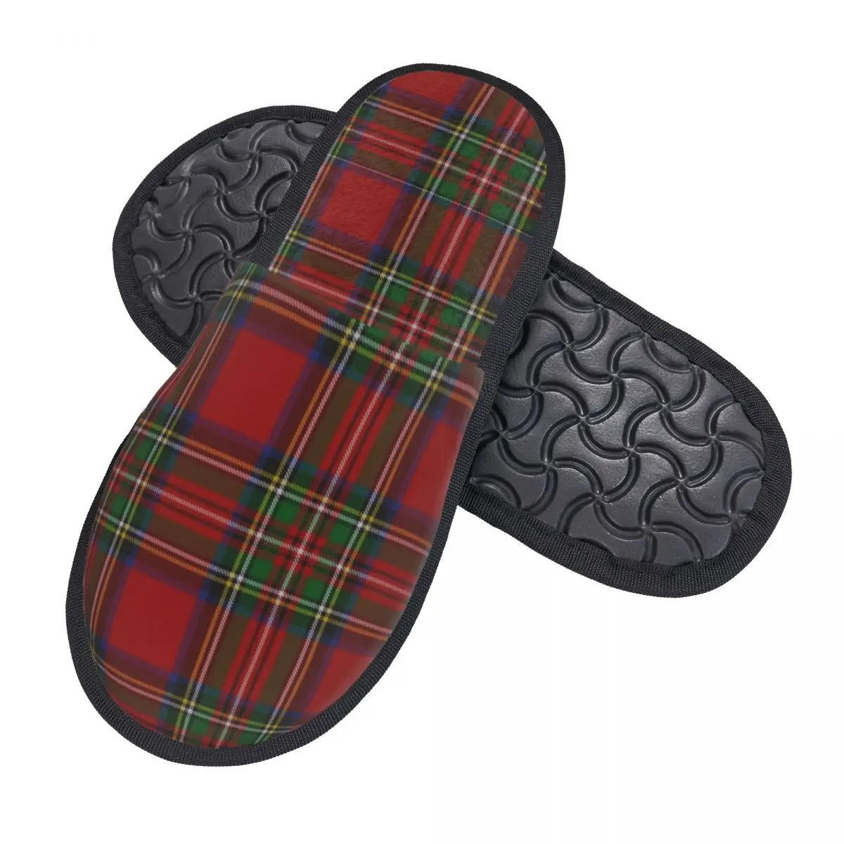 Custom Print Women Royal Stewart Tartan Clan House Slippers Geometric Gingham Memory Foam Fluffy Slipper Indoor Outdoor Shoes