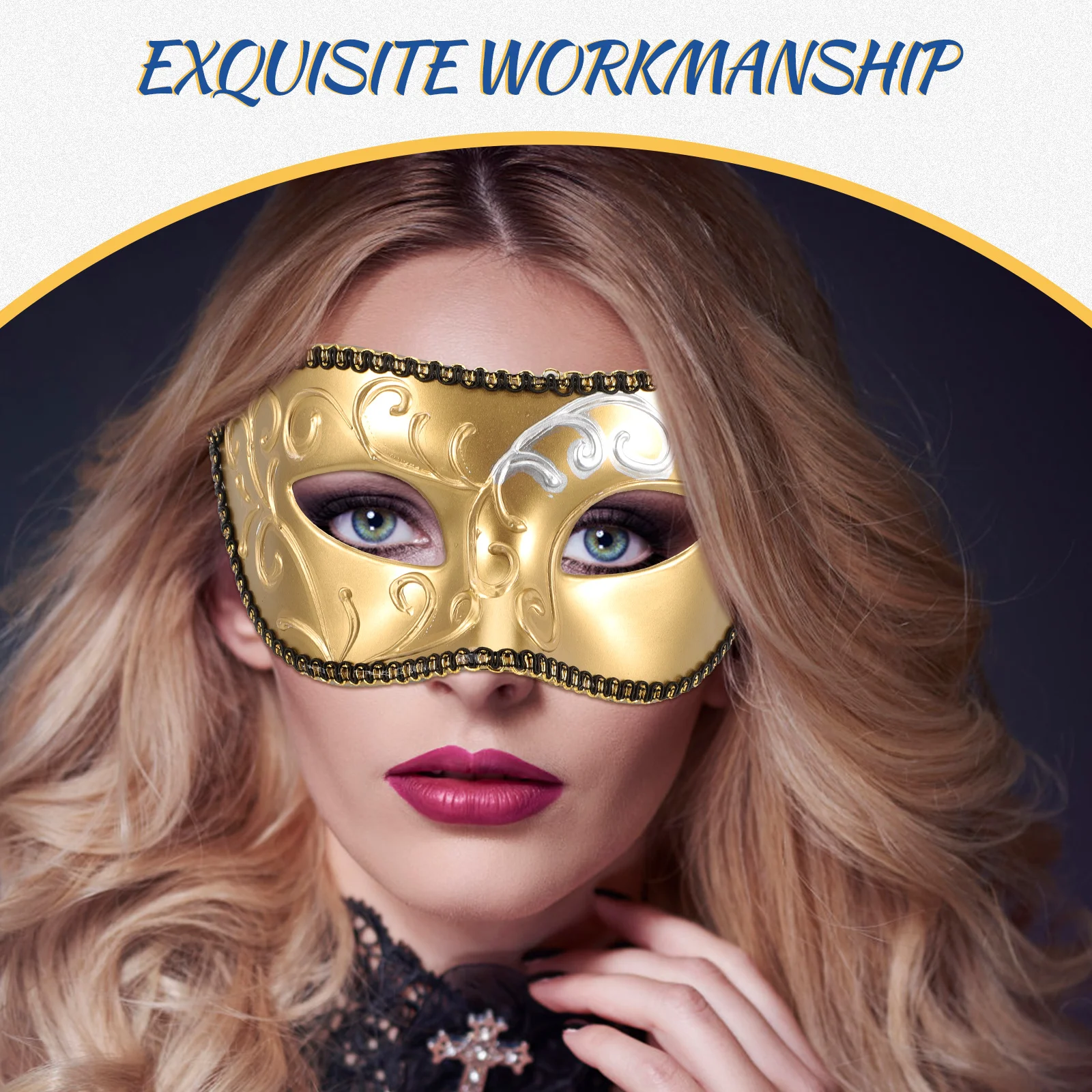 قناع بلاستيكي نصف وجه للحفلات التنكرية للهالوين للبالغين، قناع مزخرف للرجال لمهرجانات الرقص #6