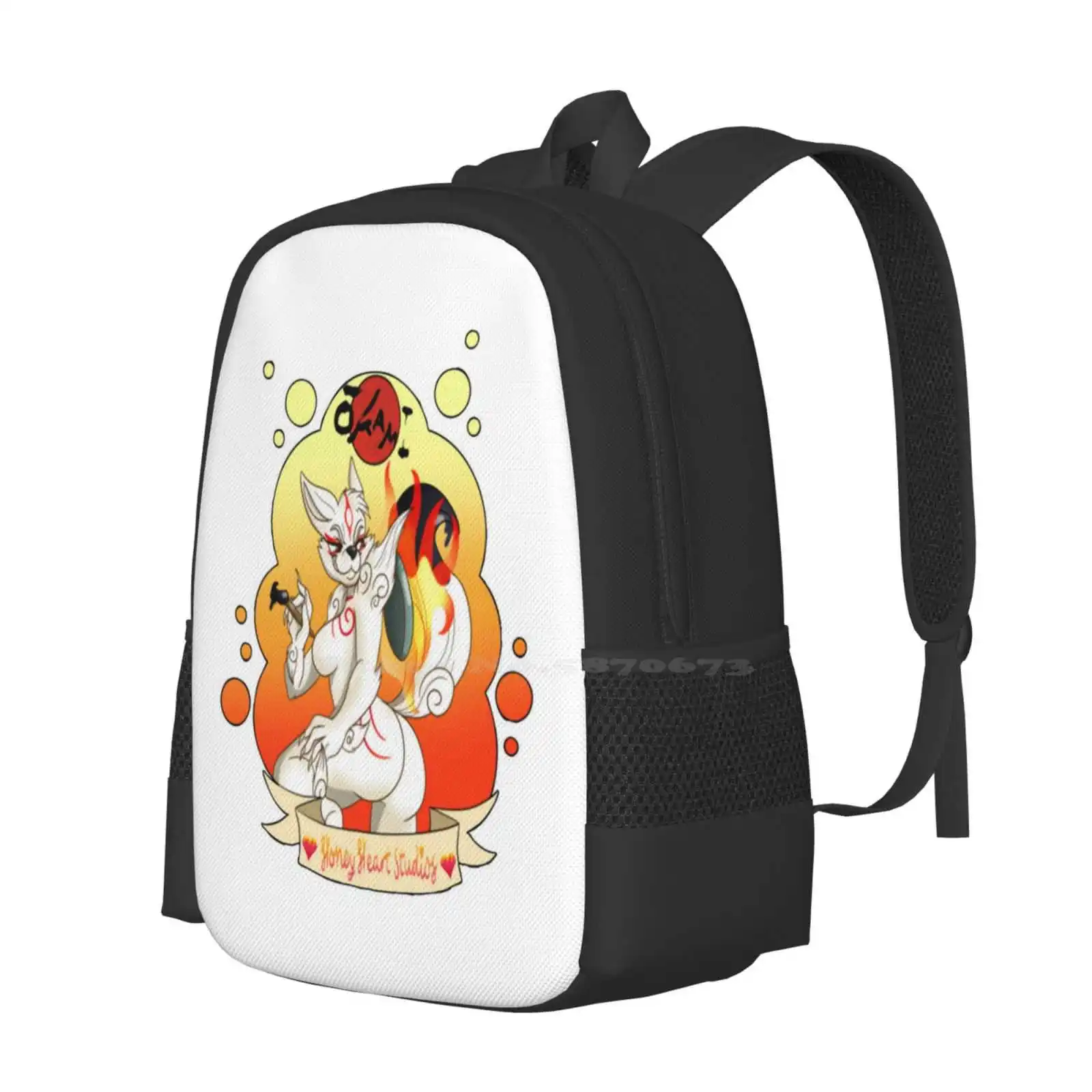 Hot Okami Ink Hot Sale Schoolbag Backpack Fashion Bags Hot Okami Ink Okami Amaterasu Gaming Japanese White Wolf Animal Manga