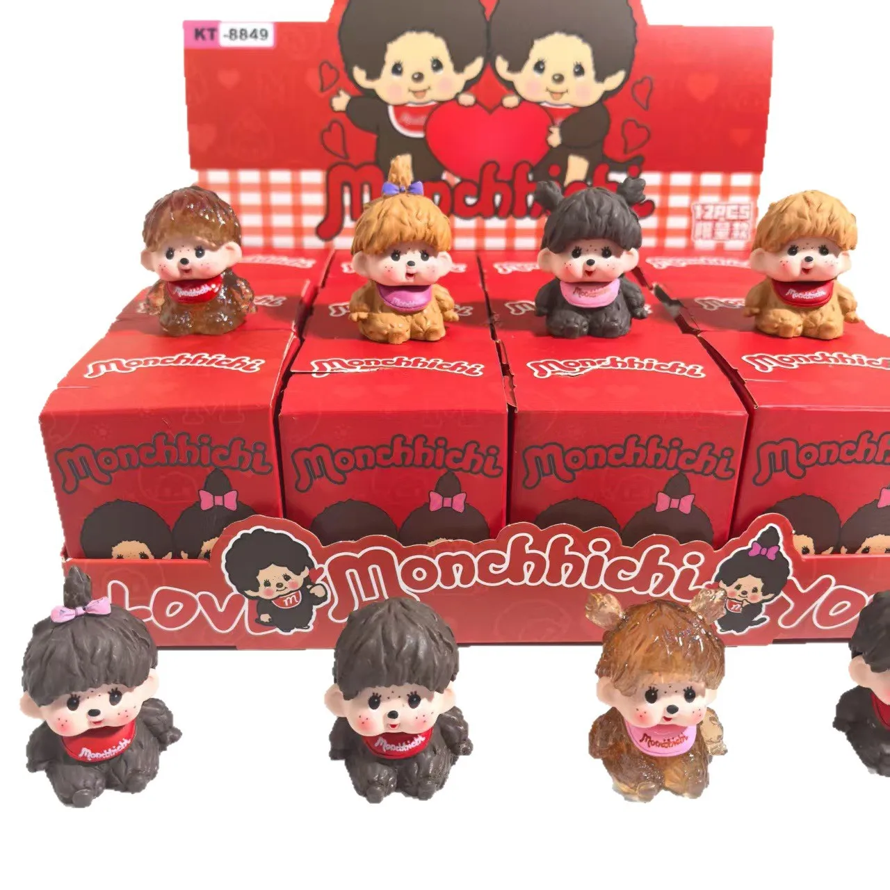Monchhichi süße Figuren-Blindbox-Sammelspielzeuge für Tischdekoration als Mini-Harzfiguren als Geschenke