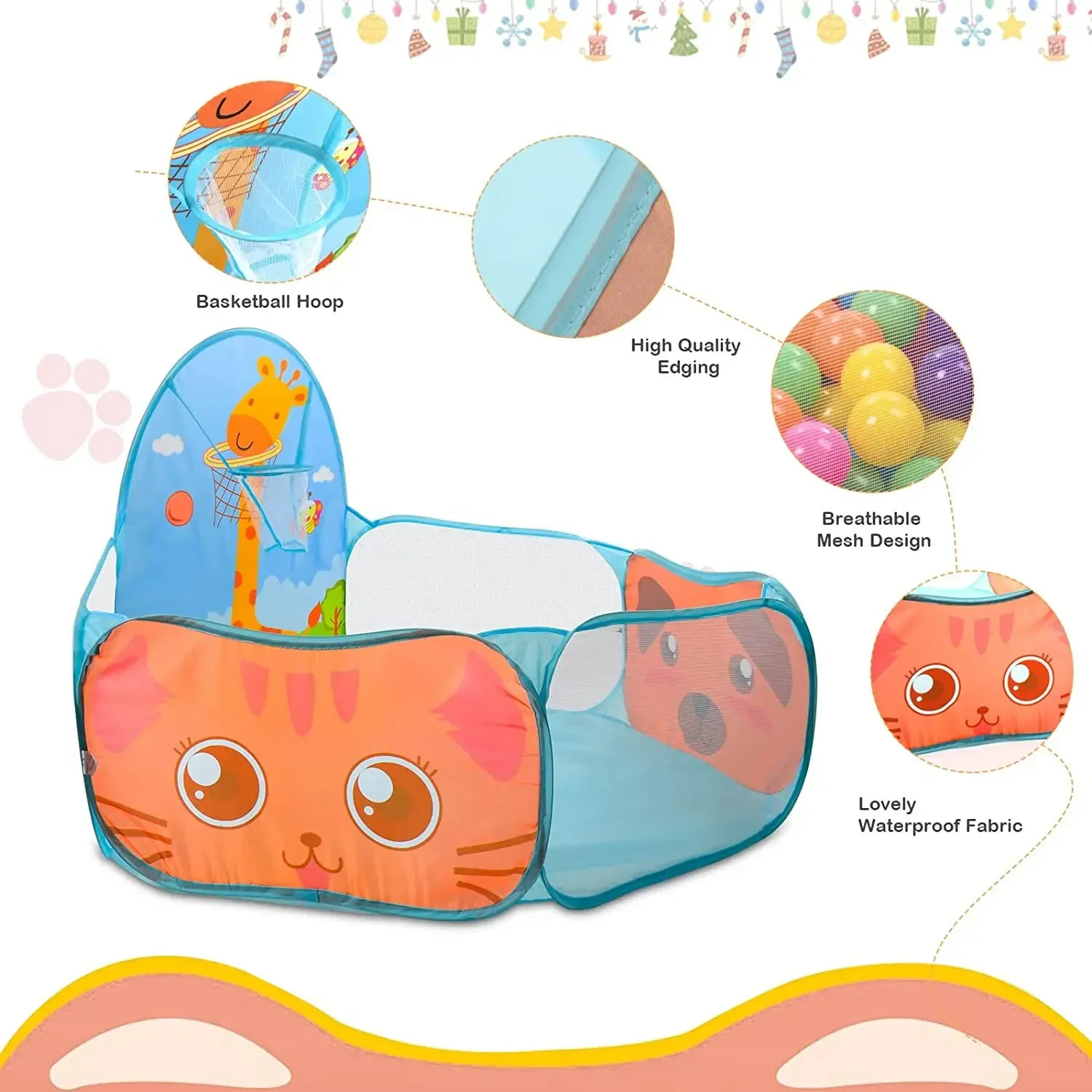 Tente de piscine à balles pour enfants, Portable et pliable, avec panier, jouet éducatif pour Sports d'intérieur et d'extérieur, cadeaux de vacances